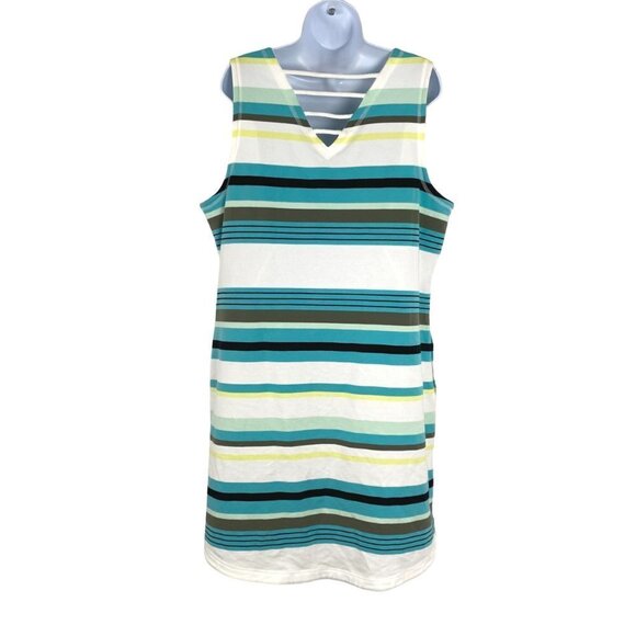 T By Talbots Dress Sleeveless Striped Cotton Blend NWT‎ Women's XLP Flawed - Picture 4 of 12